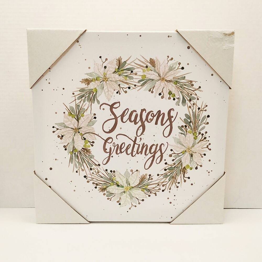 Seasons Greetings Canvas Sign 12x12